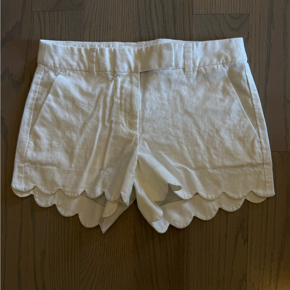 White Scalloped Hem J Crew Shorts